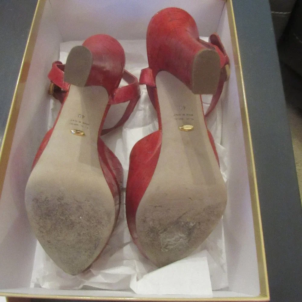SERGIO ROSSI- Raspberry Patent, Peeptoe, Platform Sandals ~ Size 10 - Picture 7 of 13